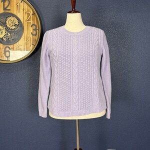 J. Crew Factory Light Purple Cable Knit Pullover Sweater | Large